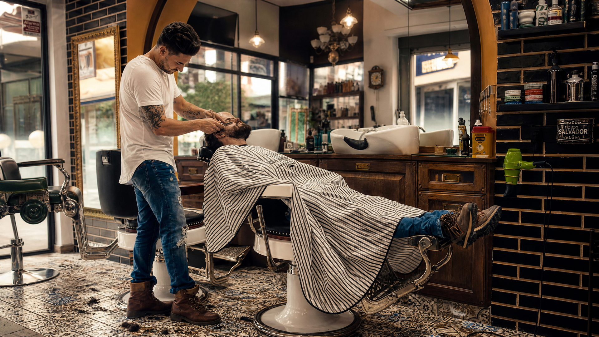 Diego trabajando la barba